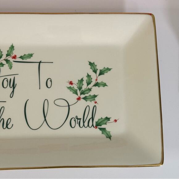 NIB Lenox Holiday Joy To The World Rectangular Sentiment Tray 11" Porcelain - Picture 10 of 14